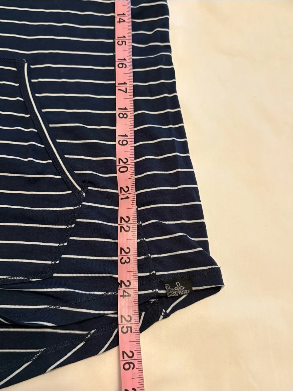 Prana Navy and White Striped Hooded Pullover
